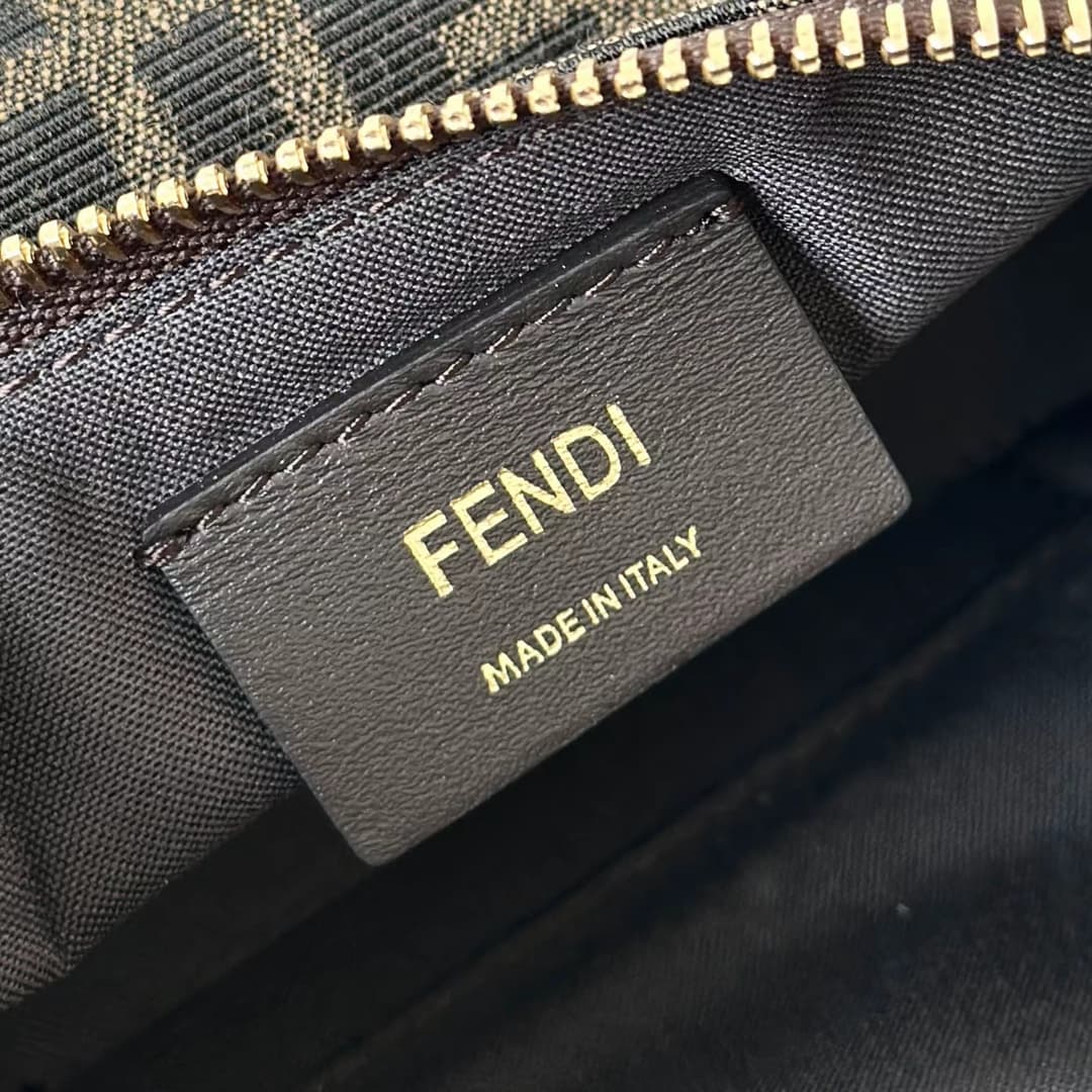 Fendi Vanity Tobacco Brown FF Jacquard Fabric Mini-bag Brown High