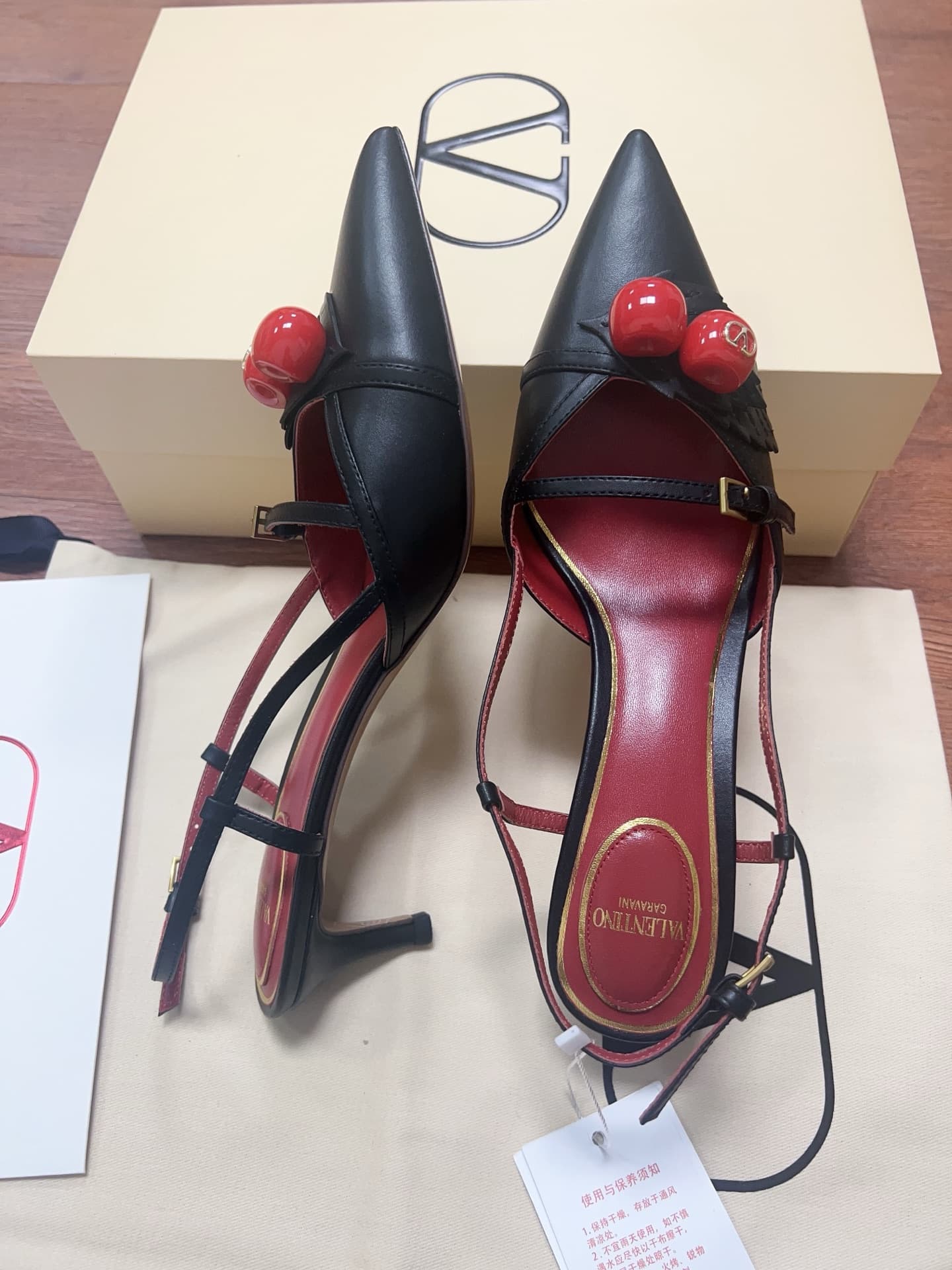 Valentino Garavani Leather Cherryfic Slingback Pumps