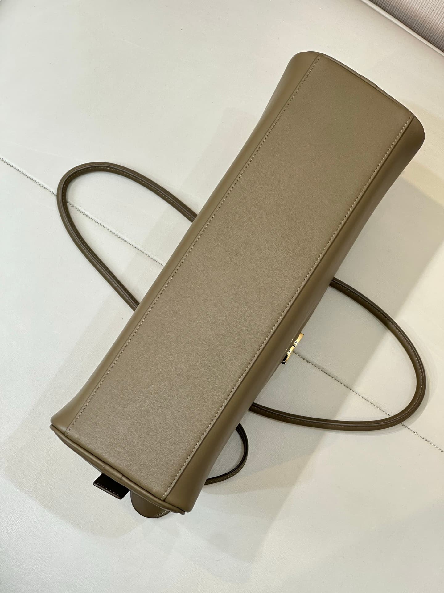 Chanel Large Bowling Bag Calfskin & Gold-Tone Metal Khaki Green AS6211 TOP