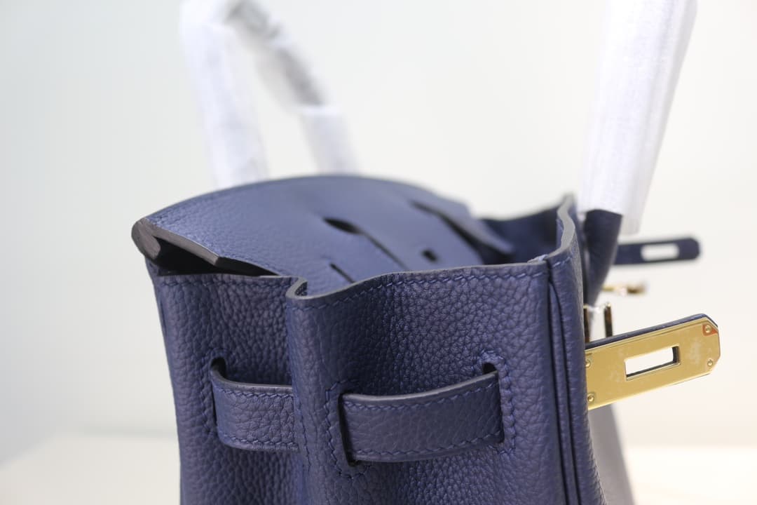 Hermes Birkin 25/30/35cm Bag Togo Leather In Blue Saphir WAX High