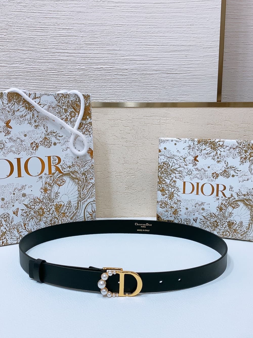 Dior 30 Montaigne Belt 25MM Smooth Calfskin Gold/Silver Black High