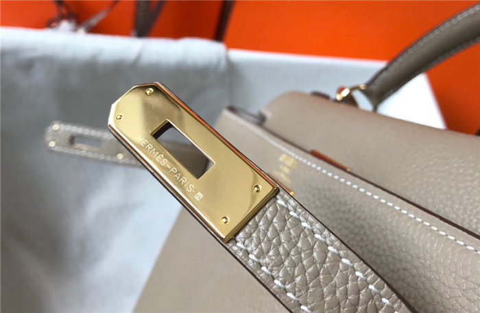 Hermes Kelly 25/28/32cm Retourne Bag Togo Leather In Tourterelle WAX High