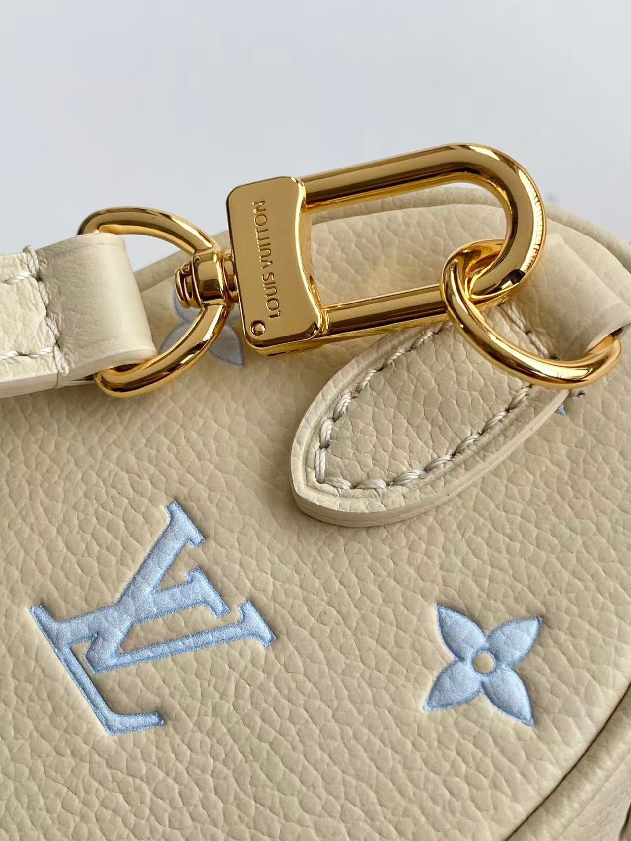 Louis Vuitton Nano Speedy Milky White/Blue Embossed grained cowhide leather M27702 High