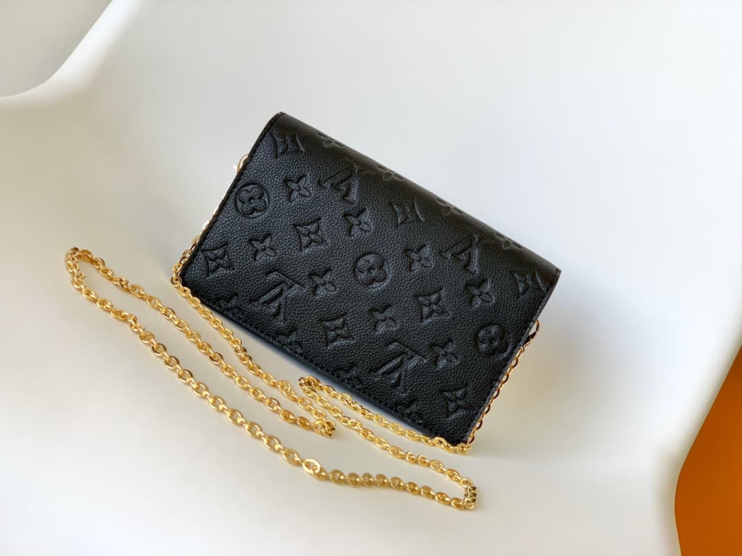 Louis Vuitton Vavin Chain Wallet Black Embossed cowhide leather M67839 High