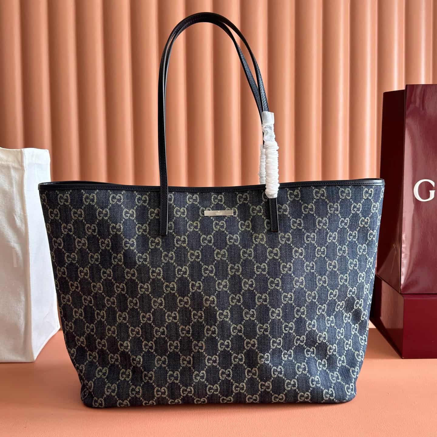 Gucci Tribeca large tote bag dark blue GG denim ‎874745 High