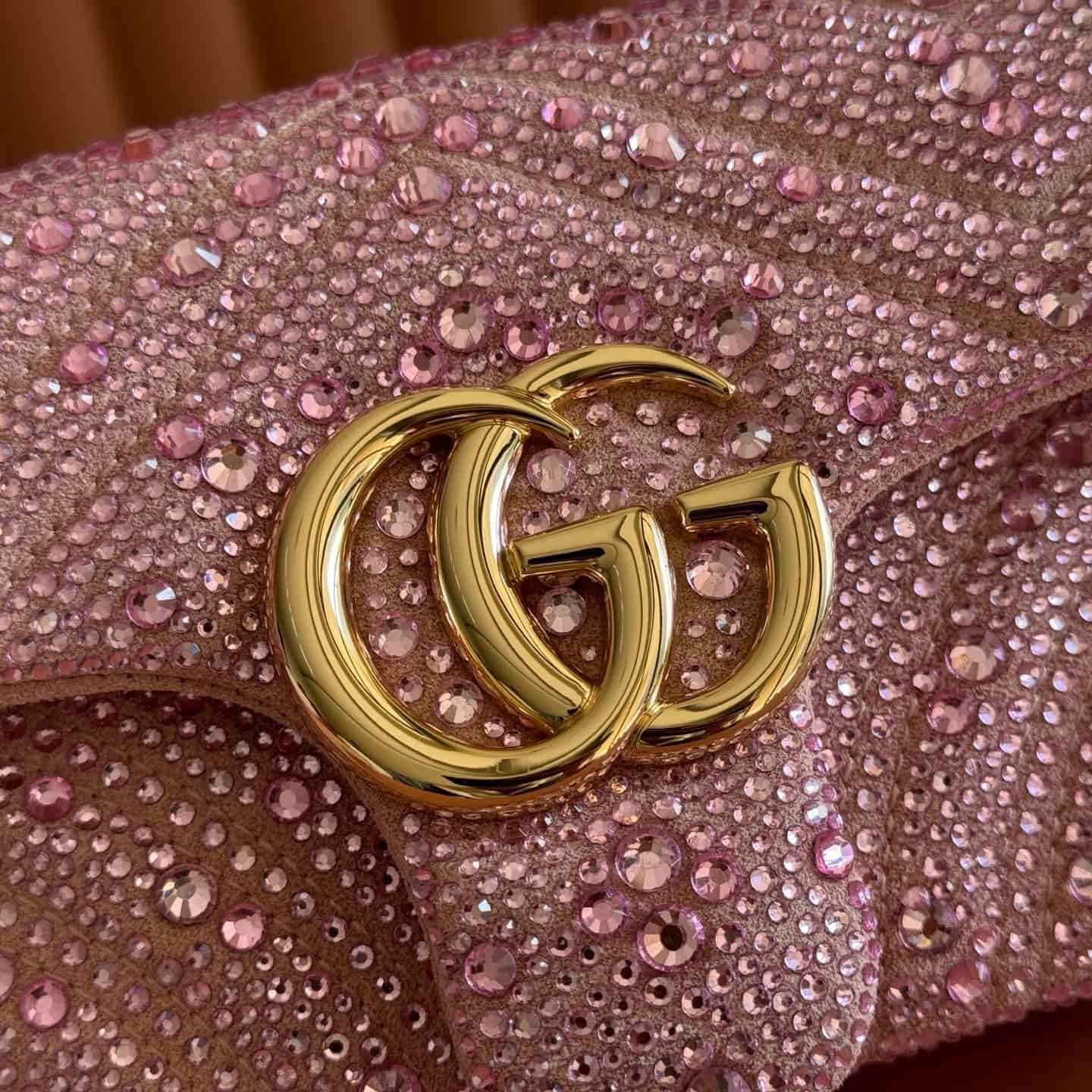 Gucci GG Marmont Shoulder Bag Pink / Crystal 837280 High