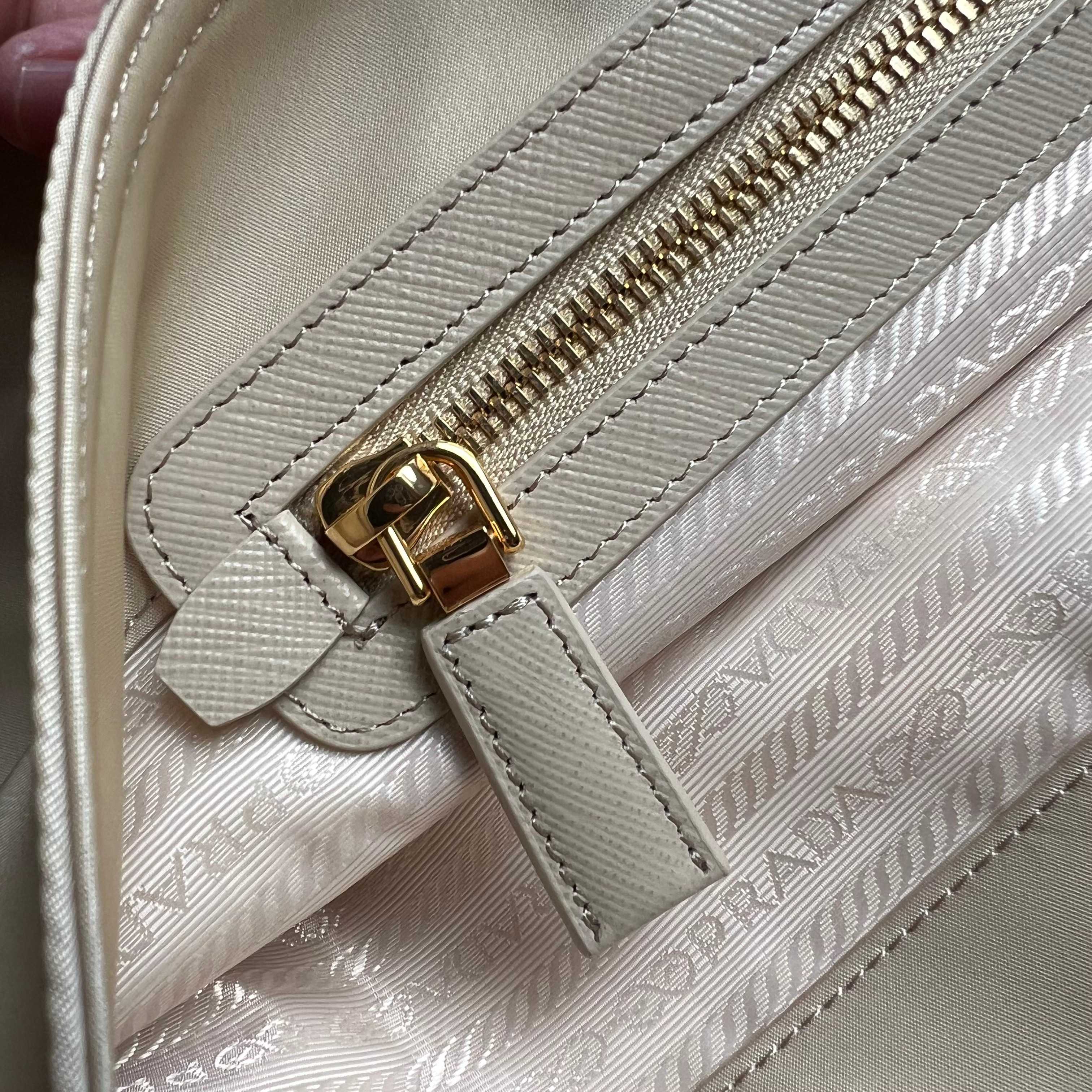 Prada Re-Edition 1978 medium Re-Nylon and Saffiano leather tote bag 1BG555 Desert Beige High