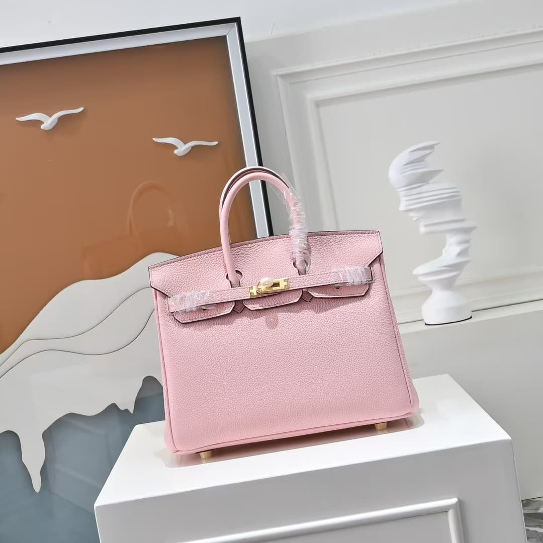Hermes Birkin 25/30/35cm Bag Calfskin Silver/Gold Metal In Pink High