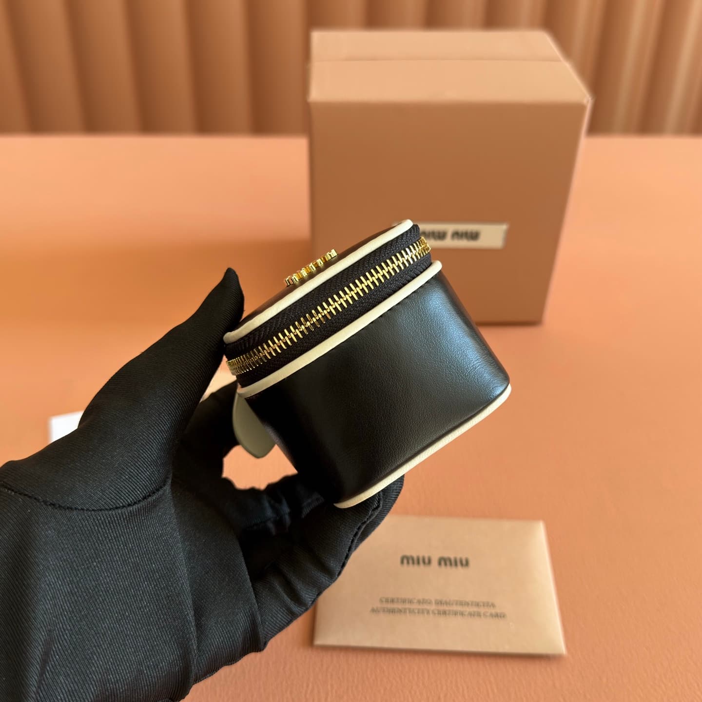 Miu Miu leather keyring pouch 5TL527 Black TOP