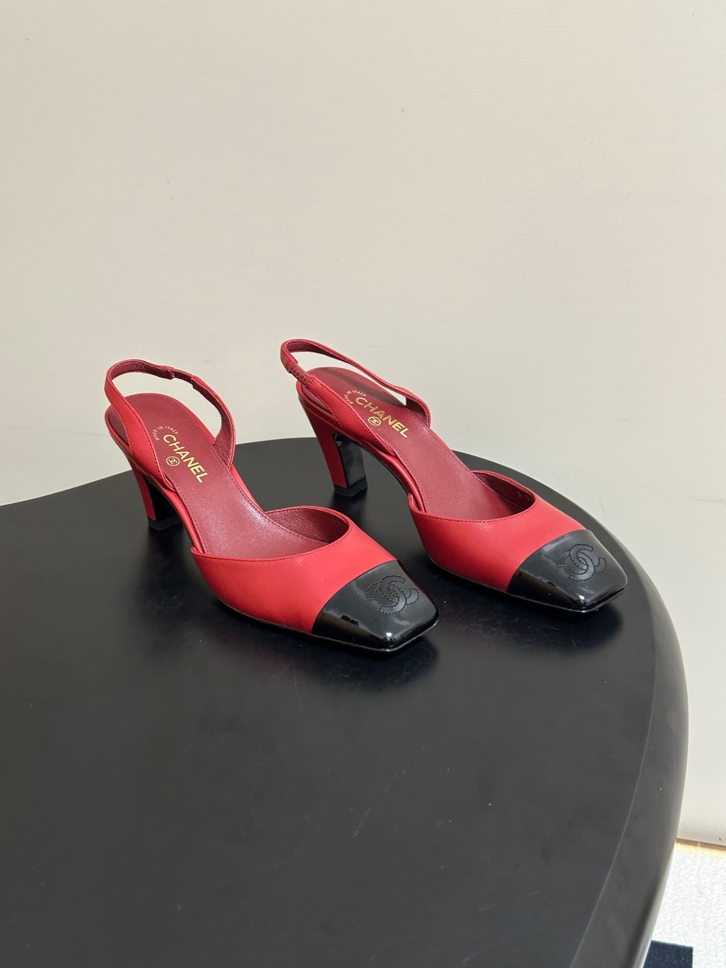 Chanel Two-tone Leather Slingback Heels