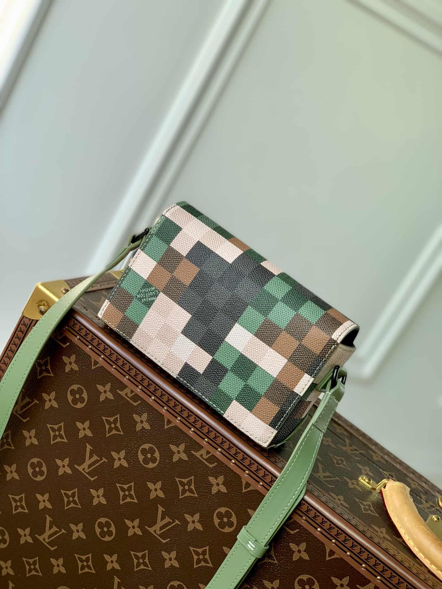 Louis Vuitton Steamer Wearable Wallet in Damoflage green coated canvas M83172 High