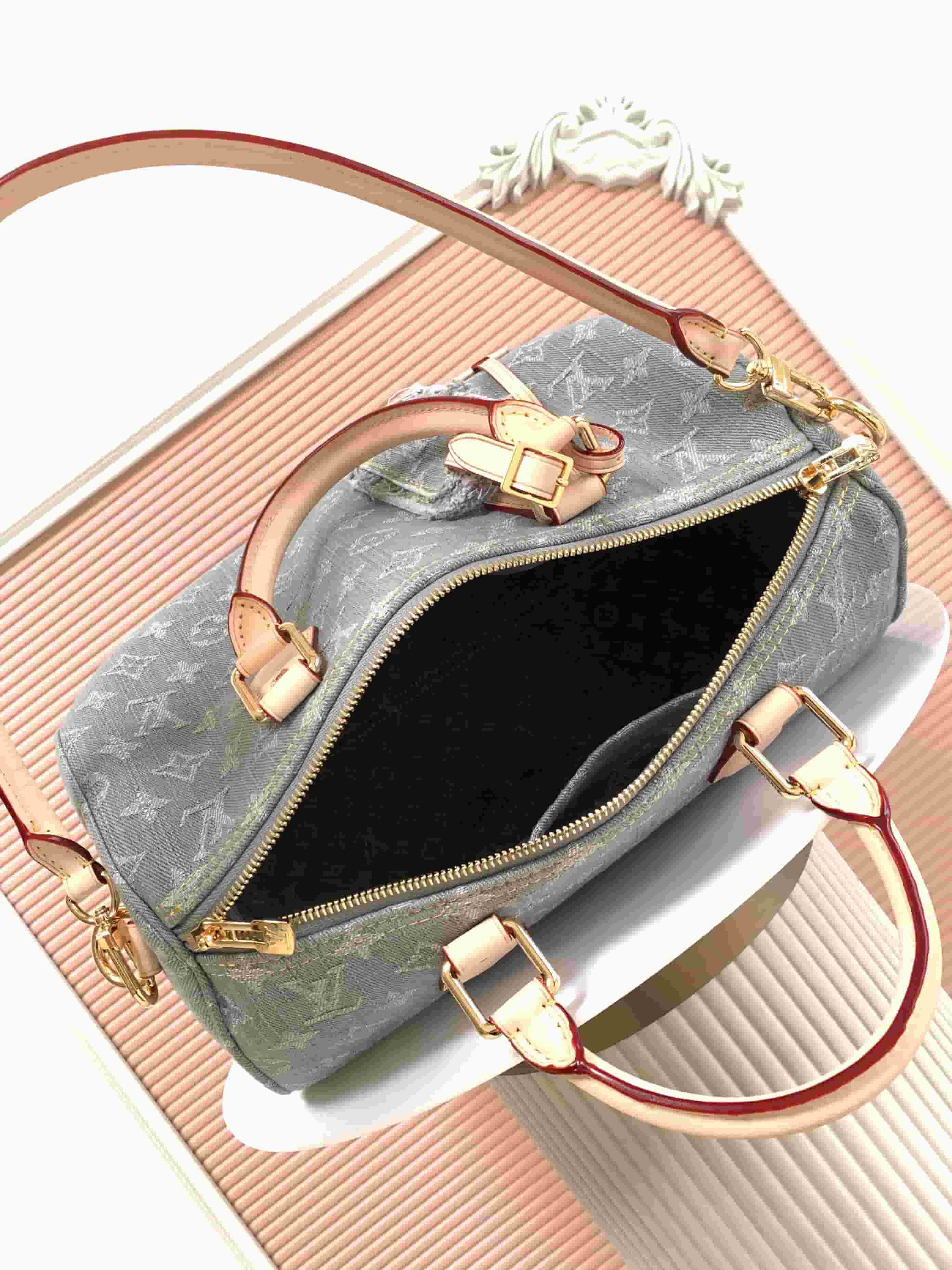 Louis Vuitton Speedy Soft 30 Monogram Washed Gray Denim M13344 High