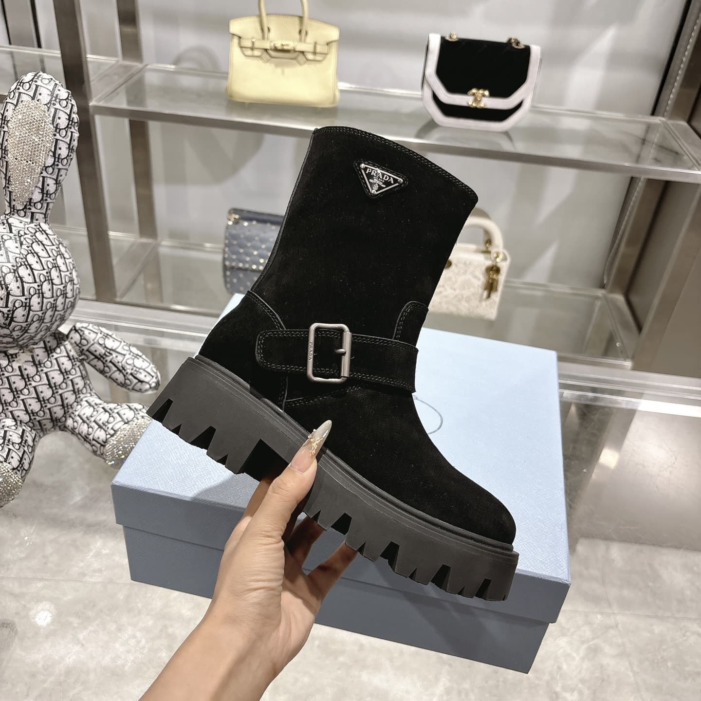 Prada Cocoa Brown Leather Boots Shoes Women