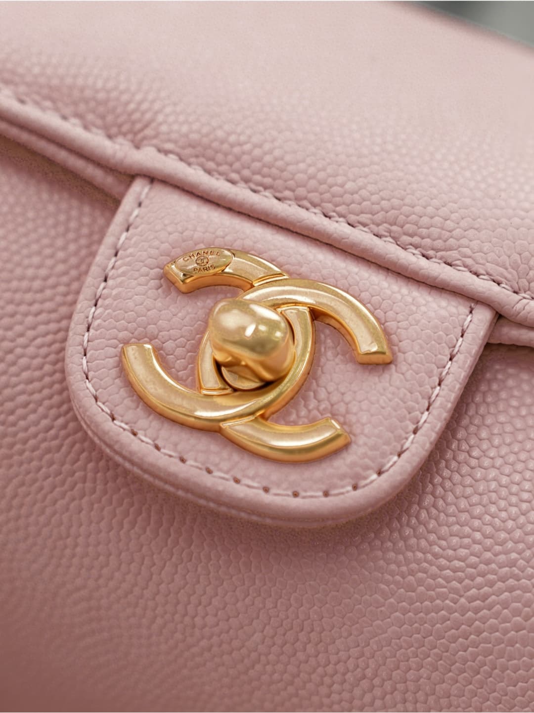 Chanel Small Bowling Bag Grained Shiny Calfskin & Gold-Tone Metal AS6143 Light Pink High