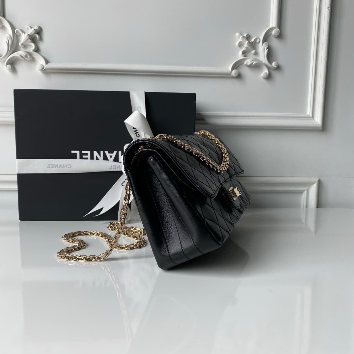 Chanel 2.55 Handbag Calfskin & Gold-Tone Metal Black A37586 A