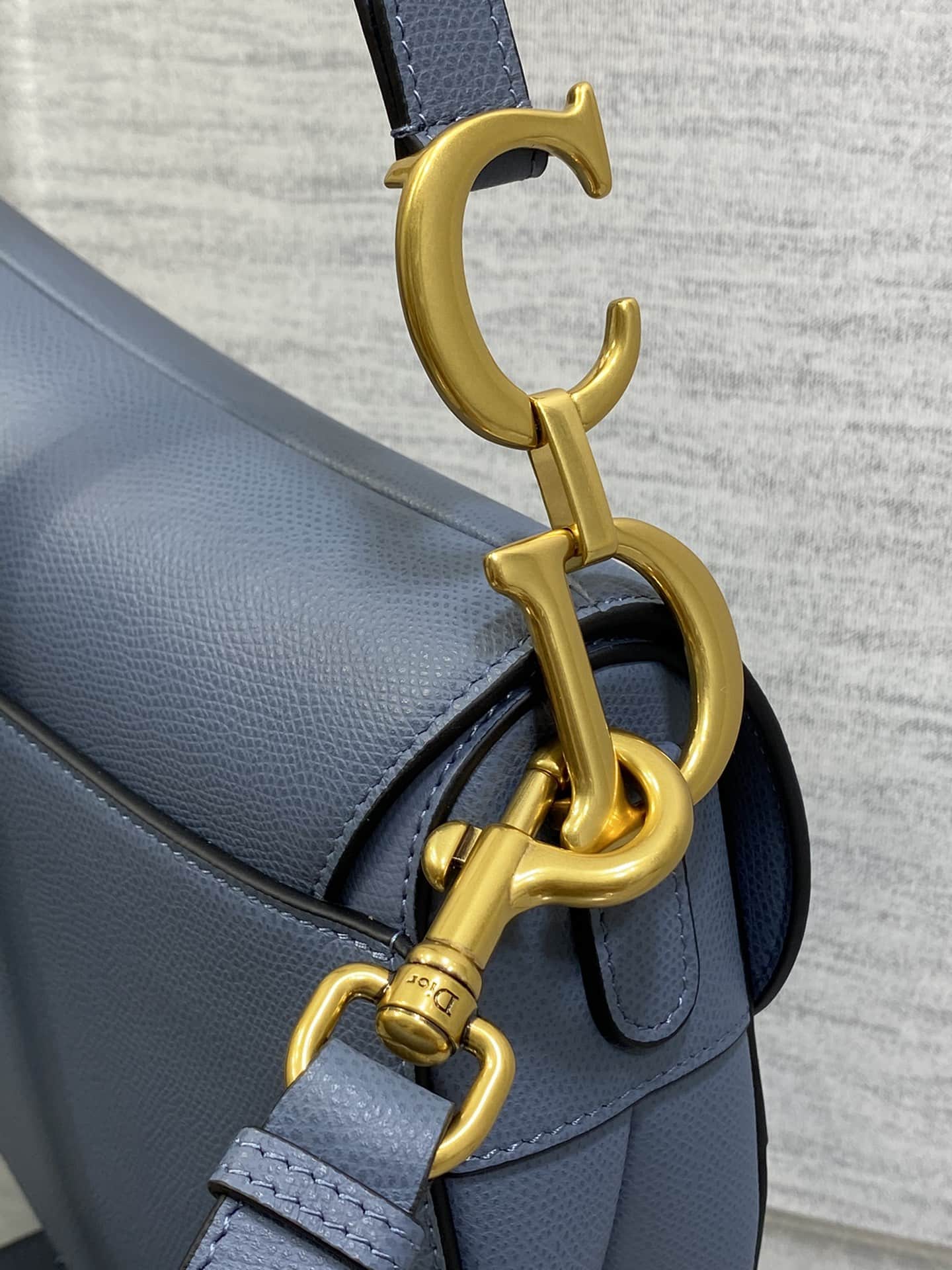 SADDLE BAG Grained Calfskin With Long Strap Dark Blue High