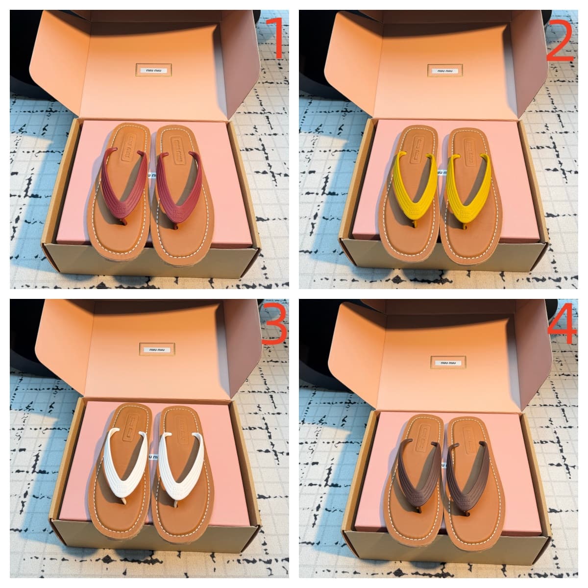 Miu Miu Logo Flat Thong Sandals