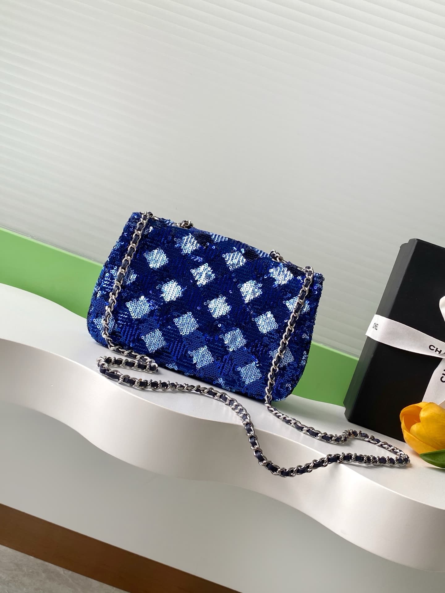 Chanel Flap Bag Sequins & Silver-Tone Metal AS4561  A