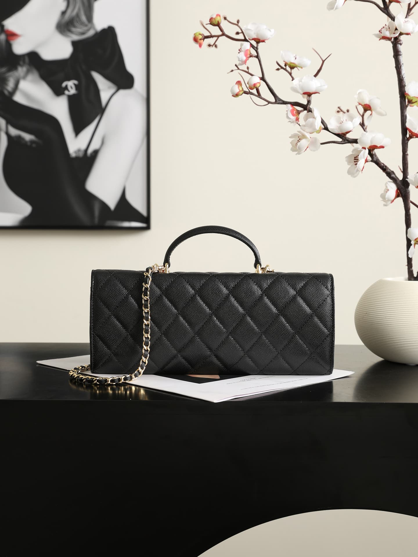 Chanel Clutch with chain Grained Calfskin & Gold-Tone Metal Black AP5280 A