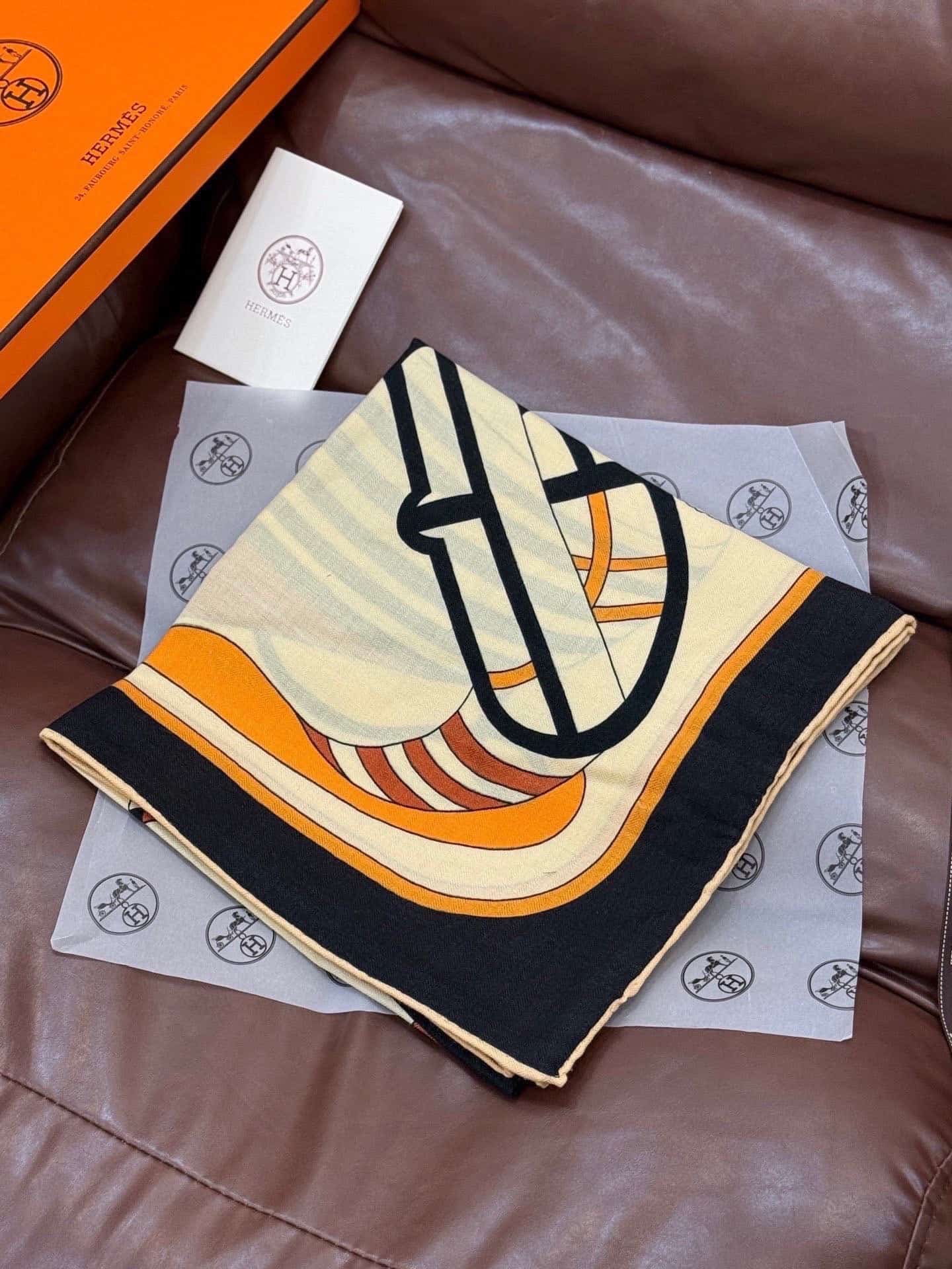 Hermes Thalassa embroidered shawl