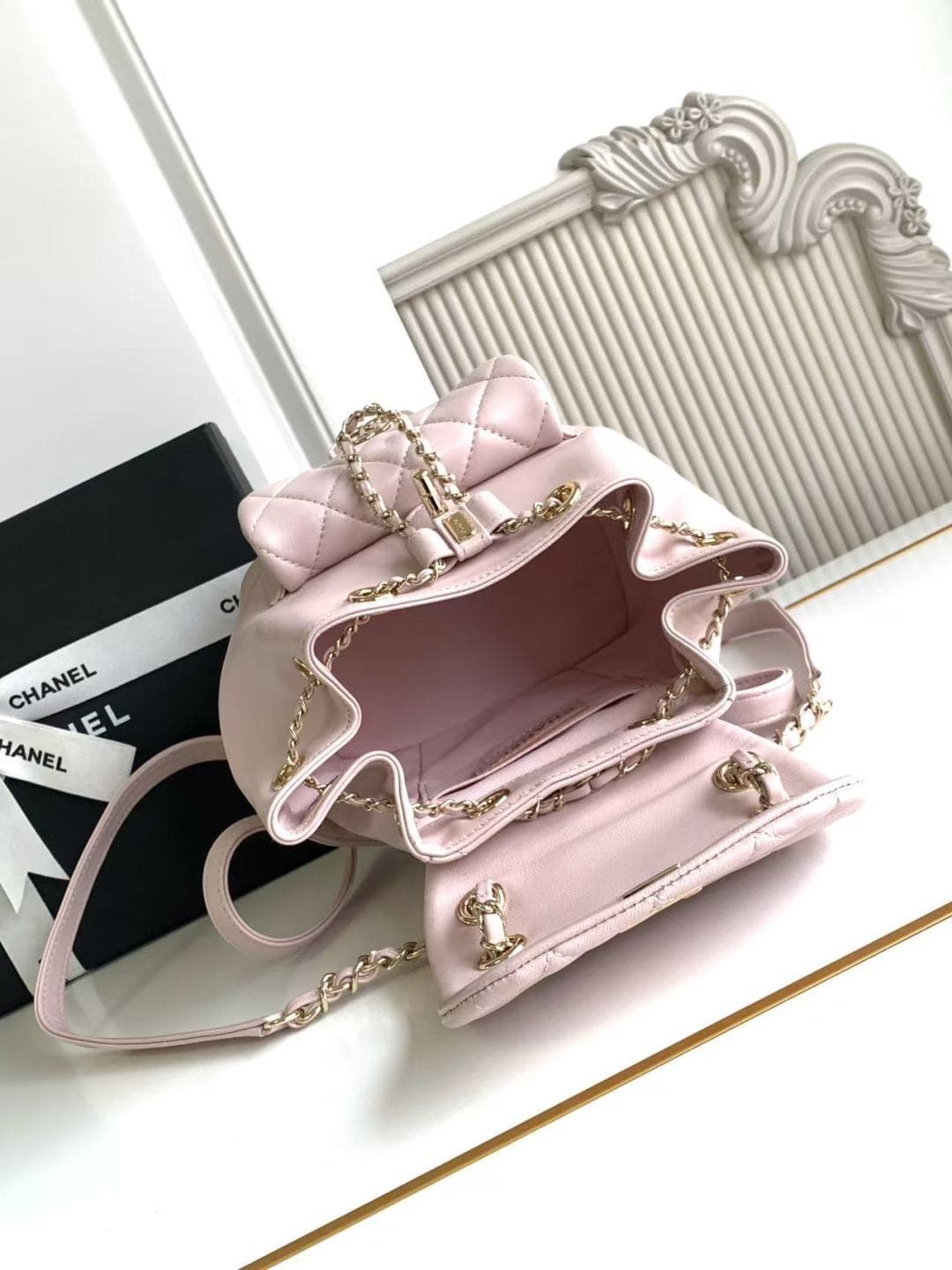 Chanel Small Quilted Duma Backpack Lambskin AS2908 Pink A