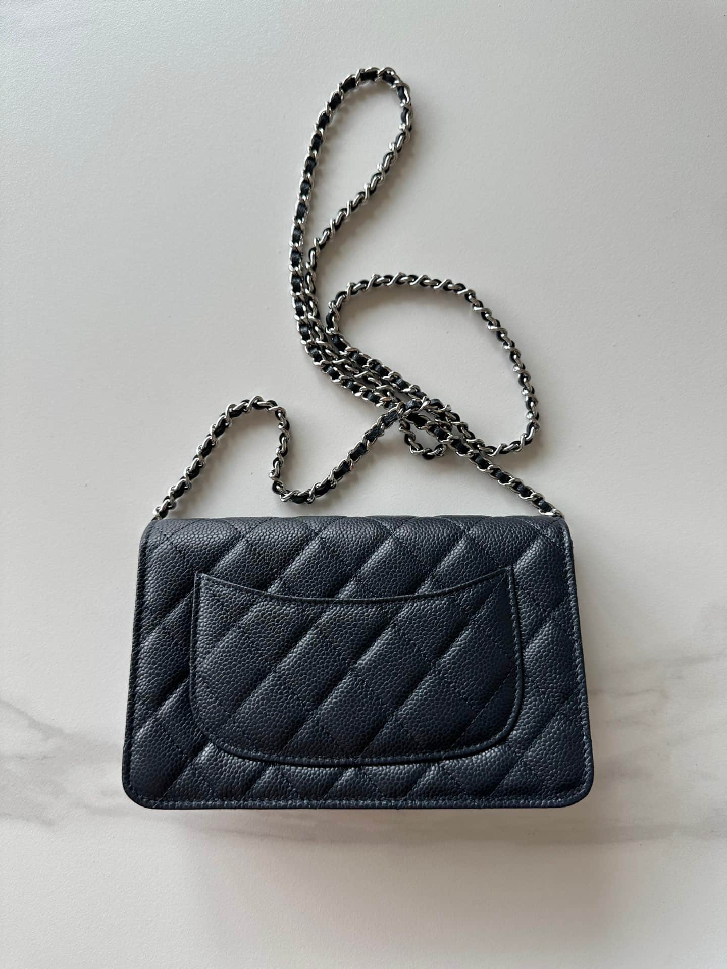 Chanel Classic Wallet on Chain Grained Shiny Calfskin & Silver-Tone Metal AP4241 Black High