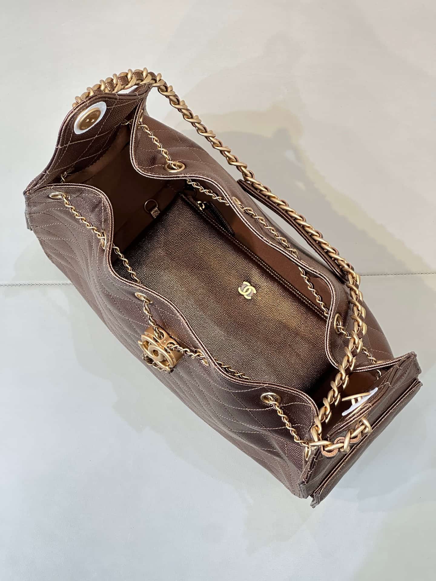 Chanel 25 Medium Hobo handbag AS5311 Grained Calfskin & Gold-tone Metal Dark Gold TOP