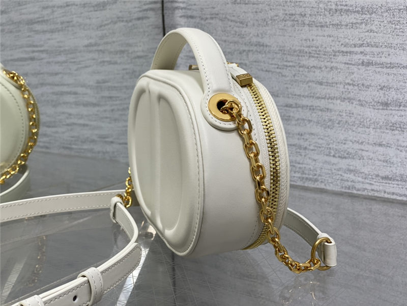 CD SIGNATURE OVAL CAMERA BAG Calfskin with Embossed CD Signature White High