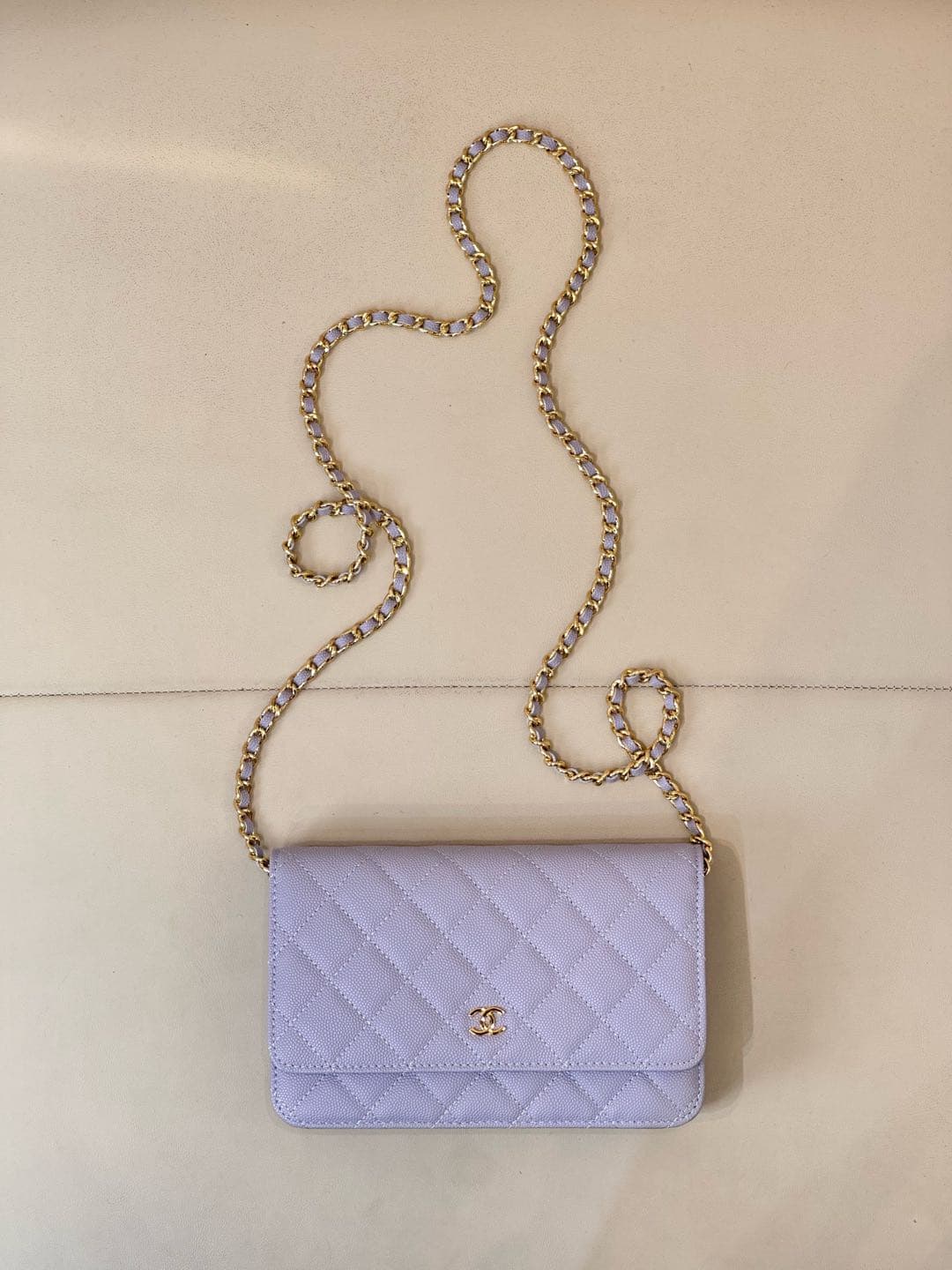 Chanel Wallet on Chain Grained Calfskin& Gold-tone Metal AP0250 Purple TOP