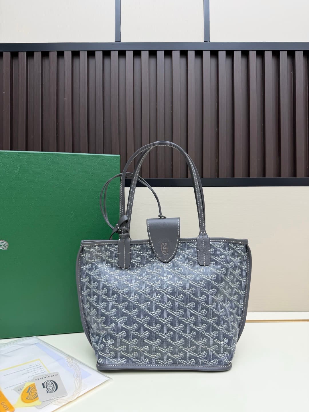 Goyard Mini Anjou Tote Goyardine Canvas with White Painted Mascot Grey High