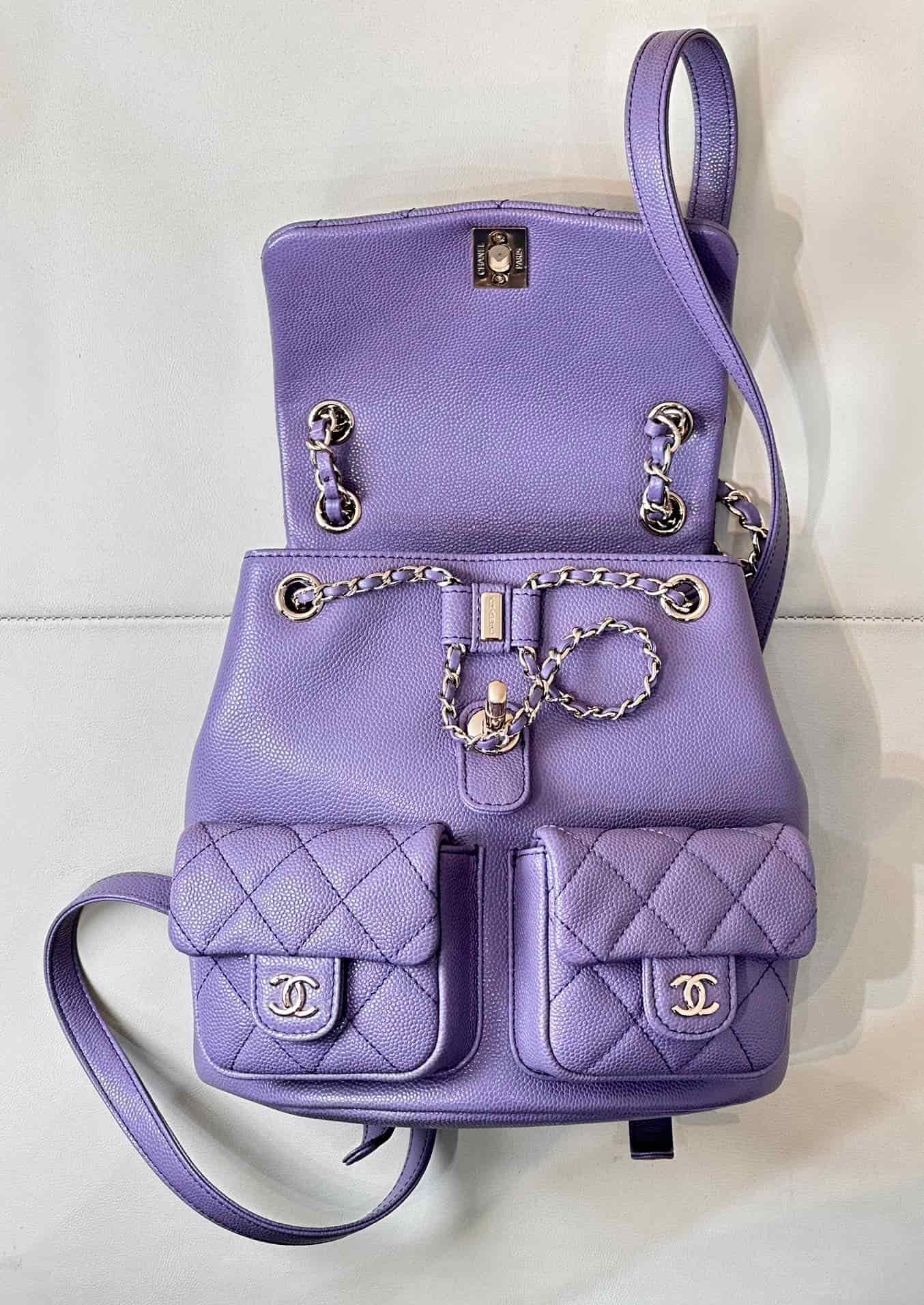 Chanel BACKPACK AS3860 Grained Shiny Calfskin & Gold-Tone Metal Purple TOP