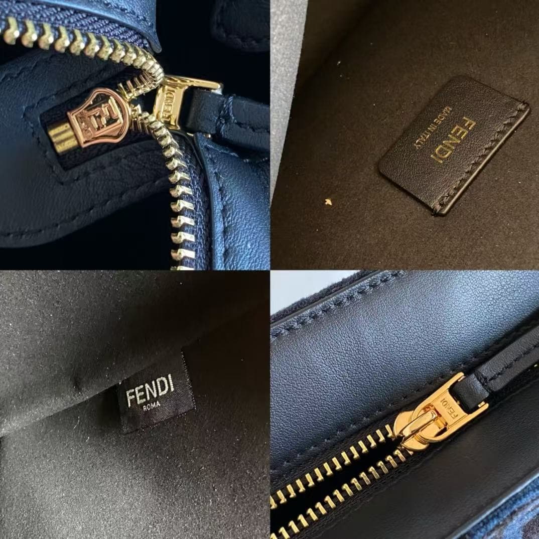 Fendi O'Lock Zip Shoulder Bag in Blue Zucca Chenille High