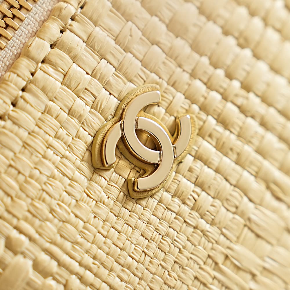 Chanel Classic Vanity with Chain Braided Raffia & Gold-Tone Metal Beige AP4385 A