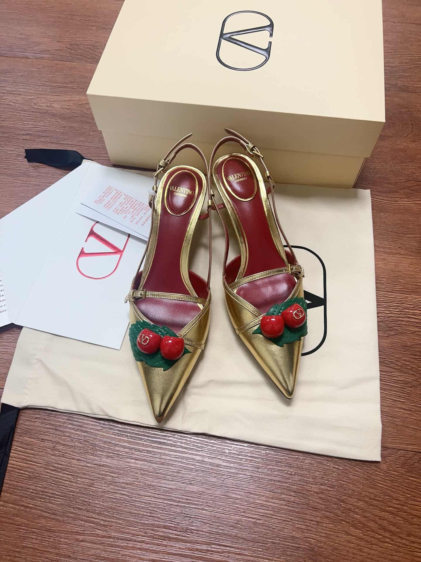 Valentino Garavani Leather Cherryfic Slingback Pumps