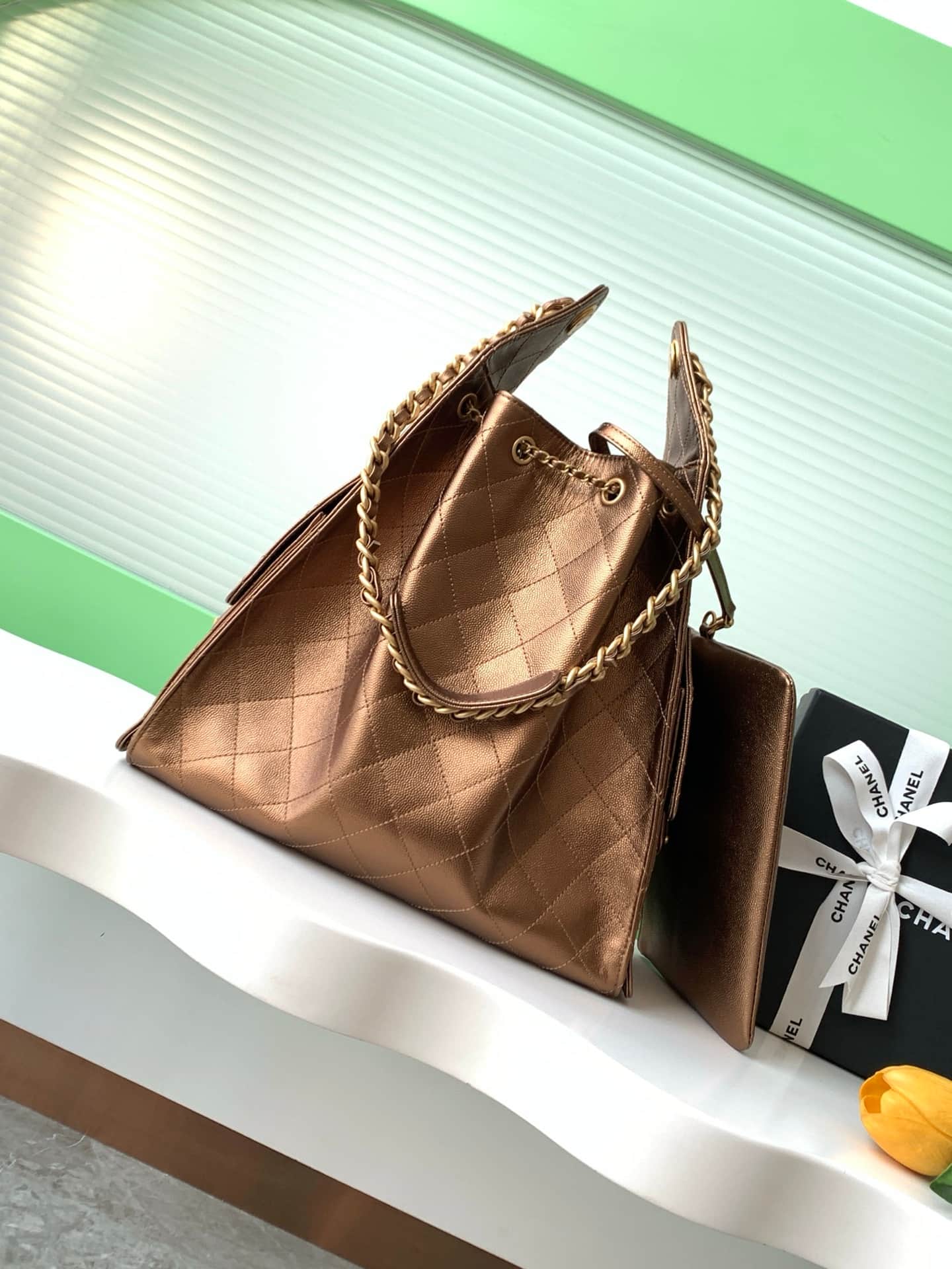 Chanel 25 Medium Hobo Medium handbag AS5311 Grained Calfskin & Gold-tone Metal Dark Gold A