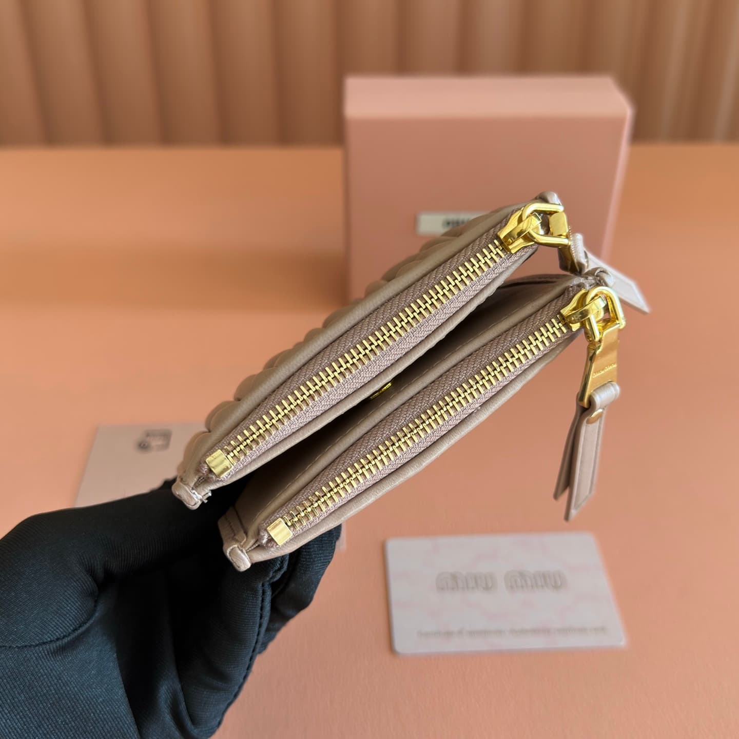 Miu Miu Begonia Powder Pink Matelassé Nappa Leather Wallet 5MV017 TOP