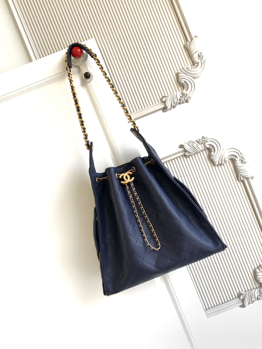 Chanel 25 Medium Hobo Medium handbag AS5311 Grained Calfskin & Gold-tone Metal Dark Blue A