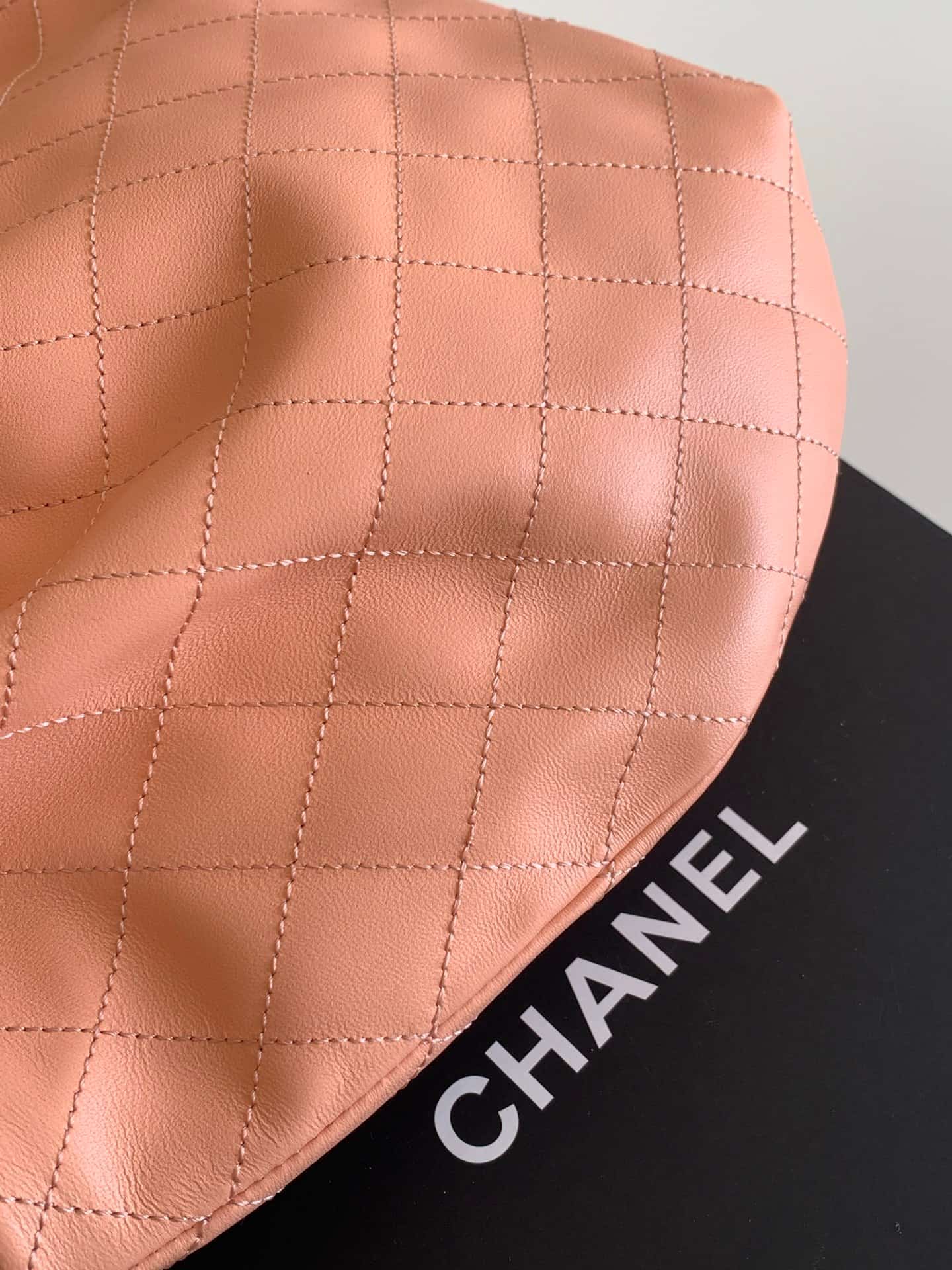 Chanel Medium Hobo Bag Lambskin-Shell Effect Plexi & Gold-Tone Metal Pink AS6010 High