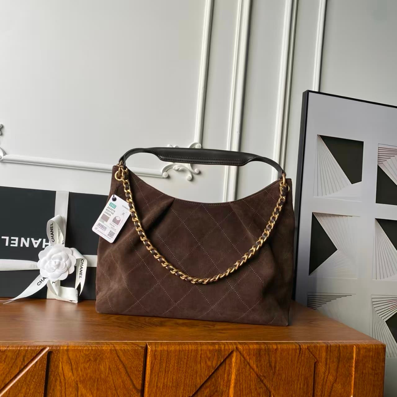 Chanel Hobo Bag Suede Calfskin& Gold-Tone Metal AS5978 Dark Brown A