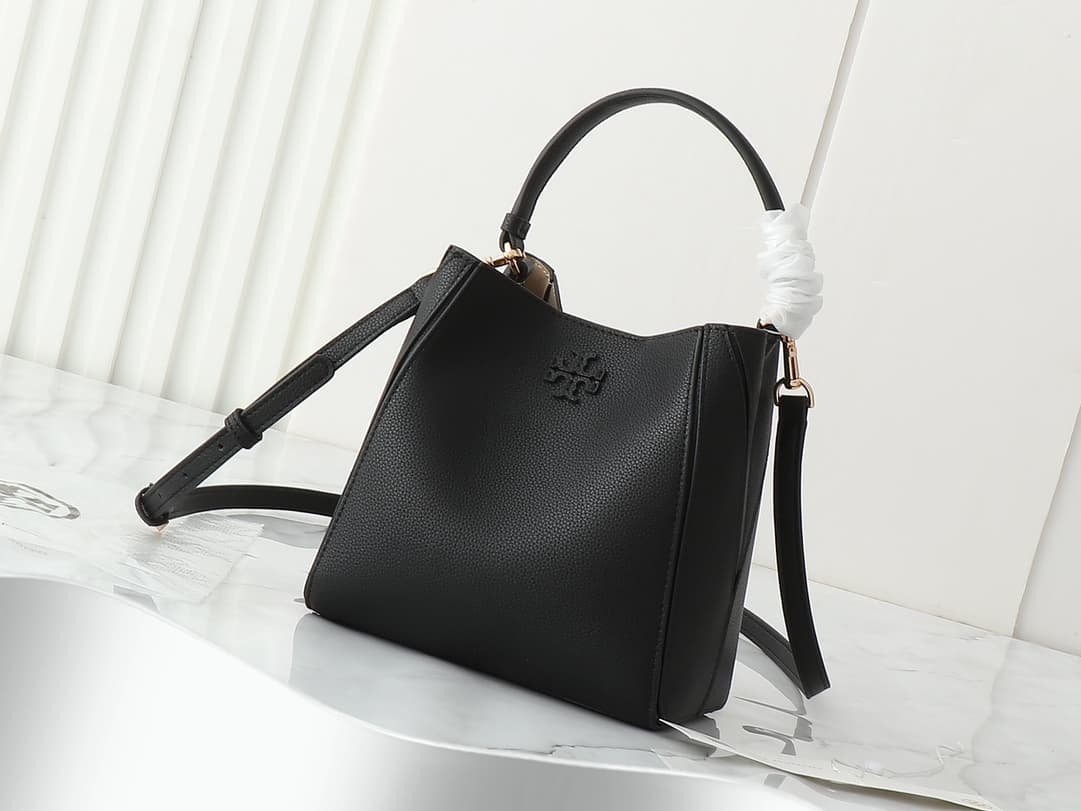 Tory Burch mcgraw hobo bag black grained calfskin high