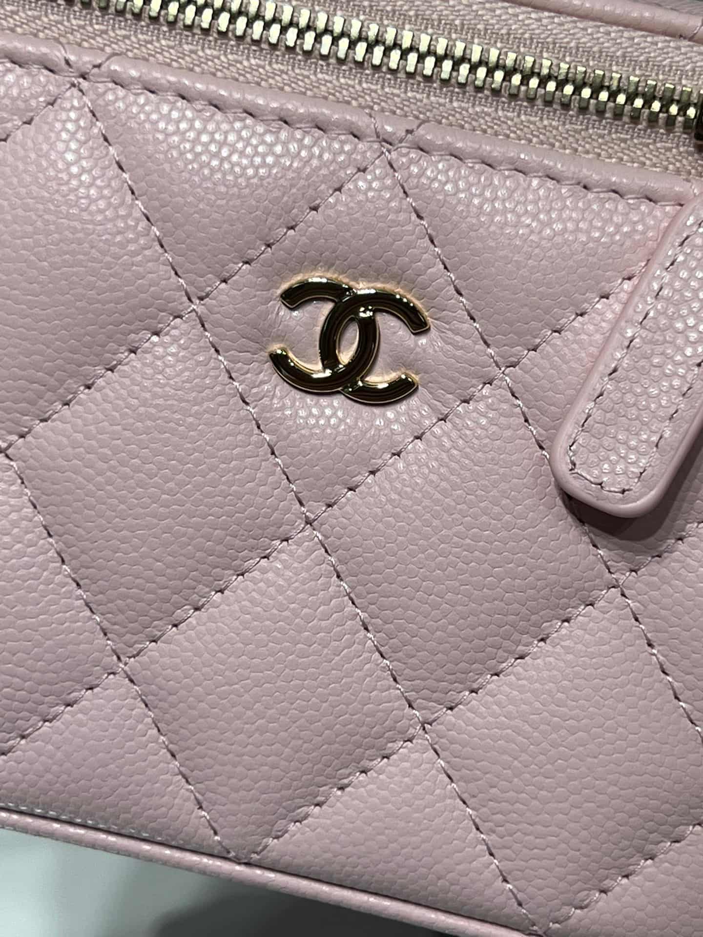 Chanel Classic Long Vanity with Chain Grained Calfskin & Gold-Tone Metal Pink AP1341 High