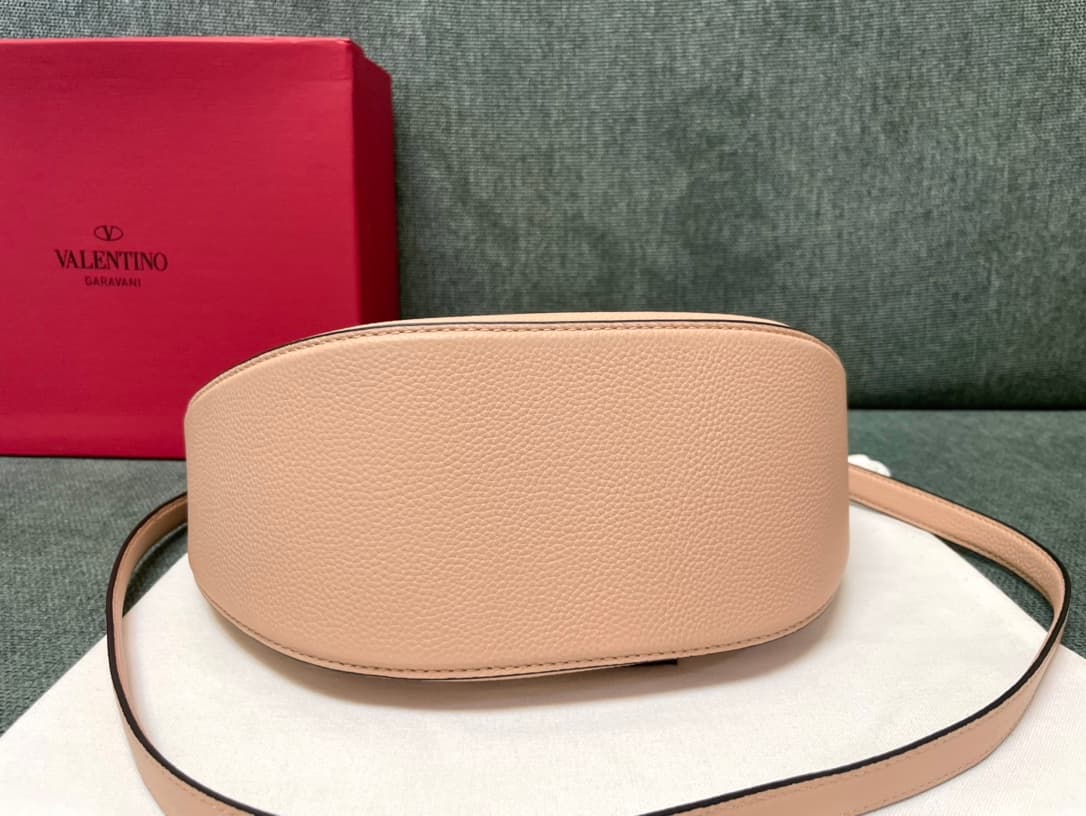 Valentino Garavani VLogo Moon small hobo bag in Light Pink grained calfskin High