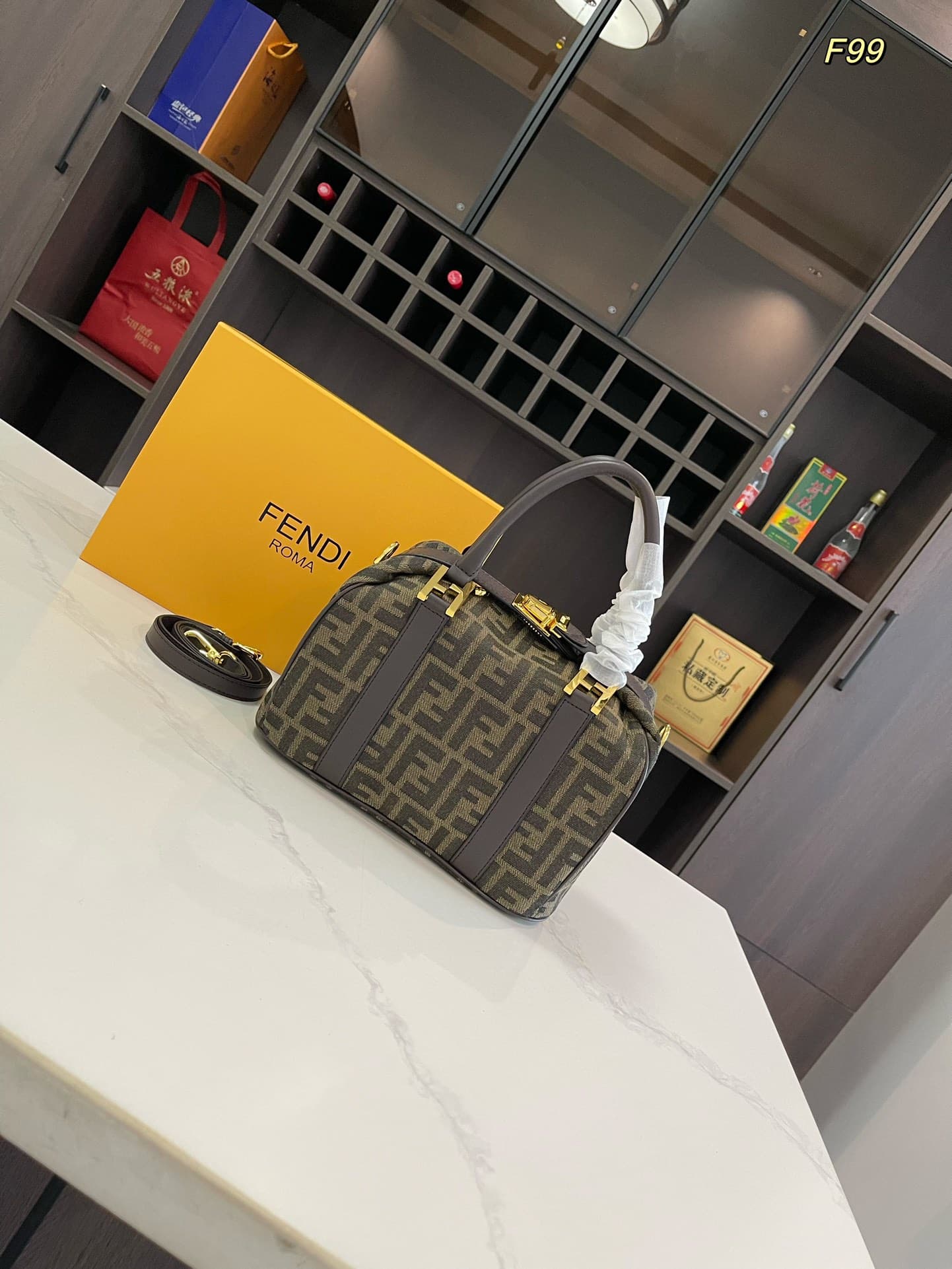 Fendi Zucca Boston 2 way Bag