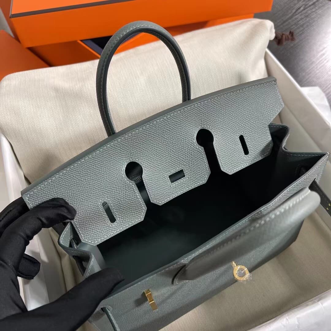 Hermes Birkin Sellier Bag 25/30cm Epsom Leather WAX Blue Lin High