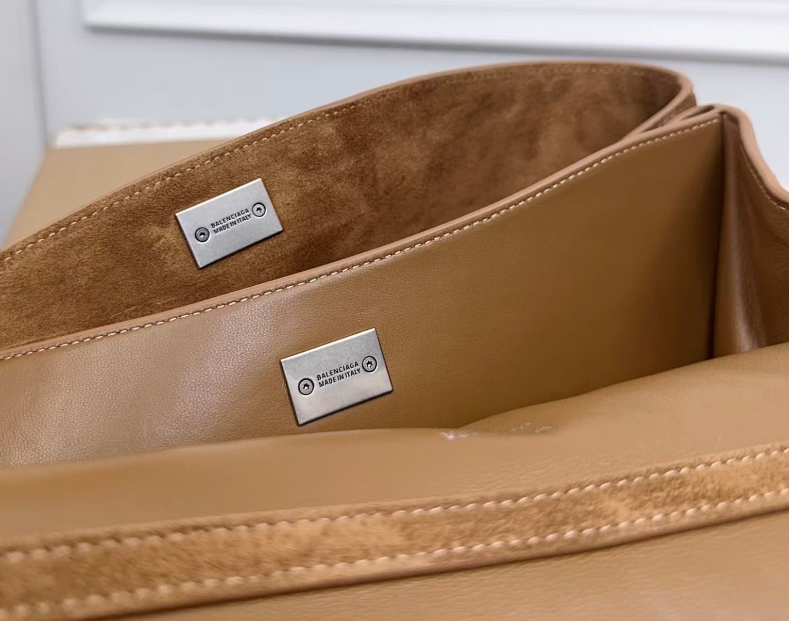 Balenciaga Rodeo Medium Bag in Camel Waxed Suede Calfskin With Silver-Tone Metal High