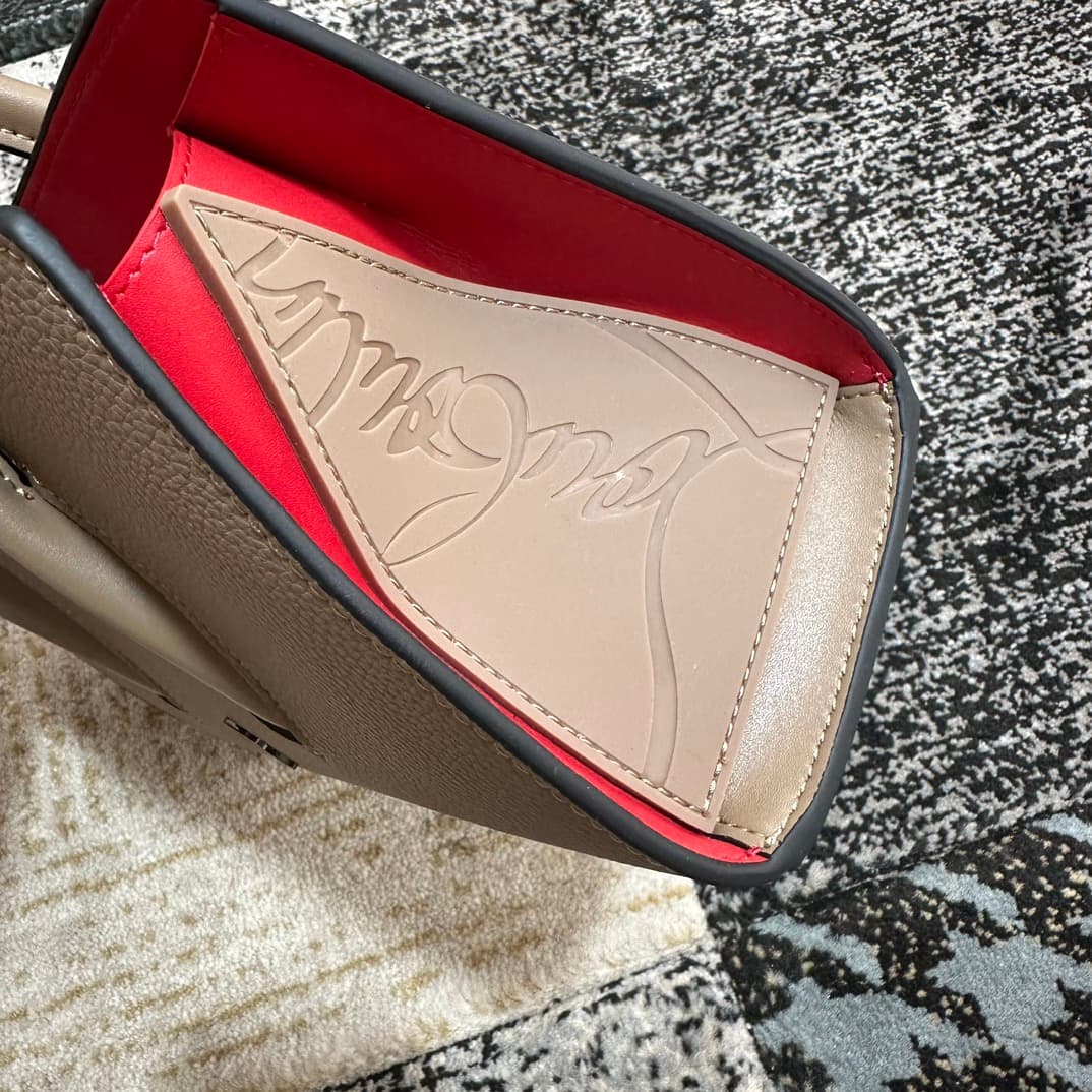 Christian Louboutin Paloma leather tote bag in beige with spikes &studs High