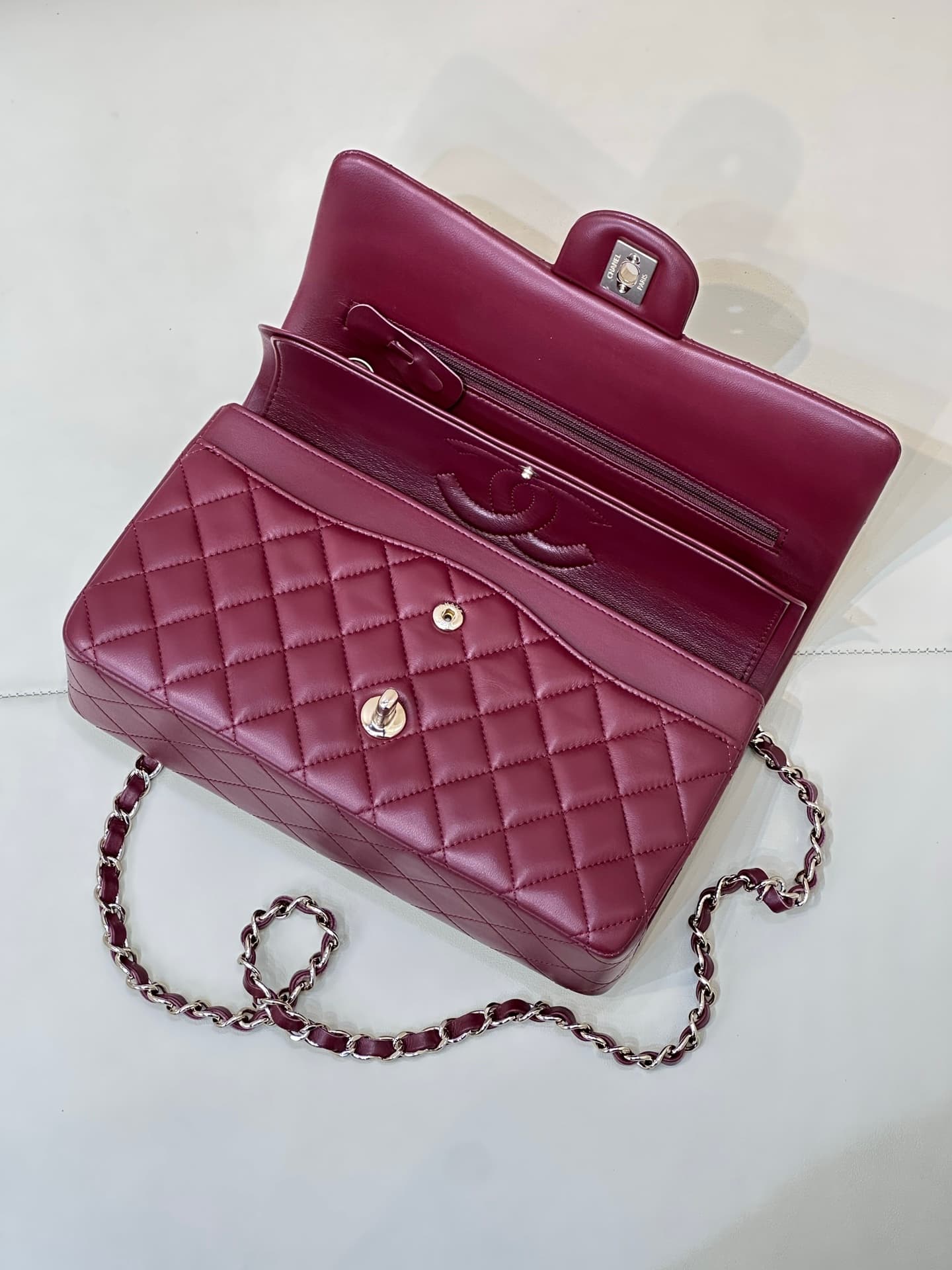 Chanel Medium CLASSIC HANDBAG Lambskin Gold-Tone Metal Dark Brown TOP