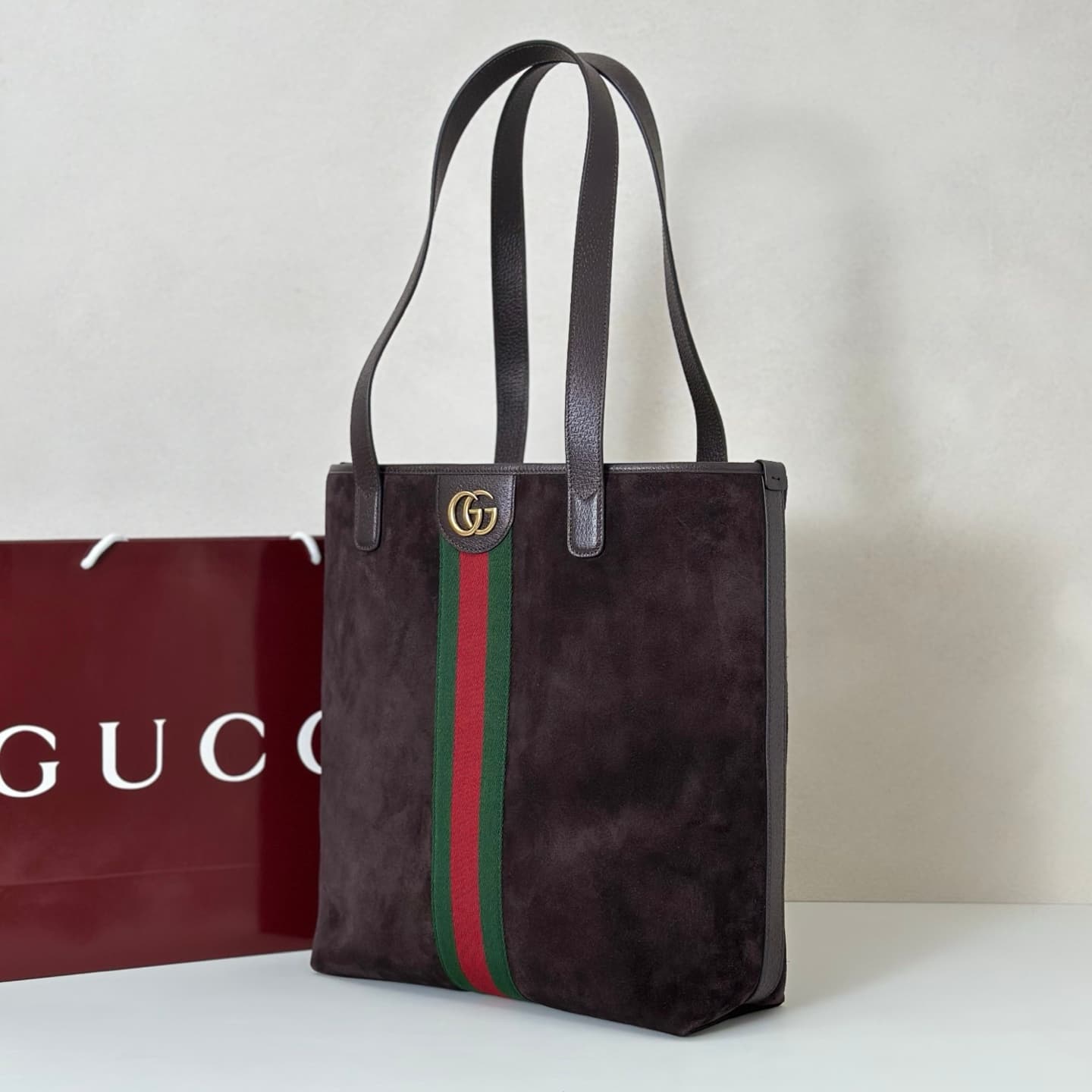 Gucci Ophidia medium tote bag 834465 dark brown suede High