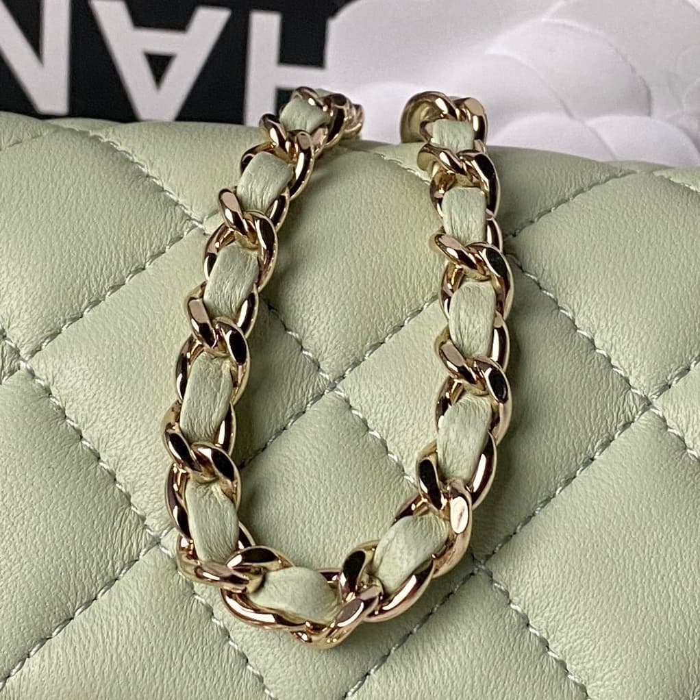 Chanel Classic Flap Bag Lambskin & Gold-Tone Metal AS5759 Light Green A