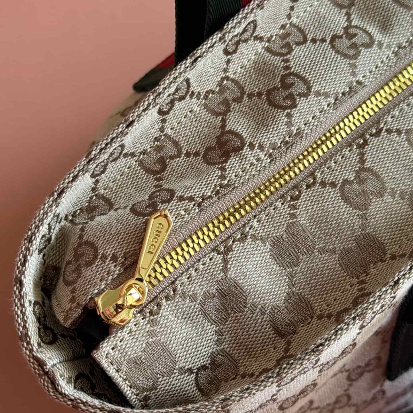 Gucci GG small tote bag Sand and dark brown GG canvas ‎875941 High
